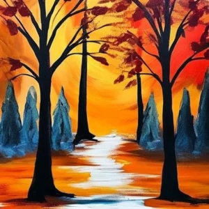 Artistic representation for Adult Paint & Sip : Hello Fall at the BAC Let me know if you would like to explore more title options.