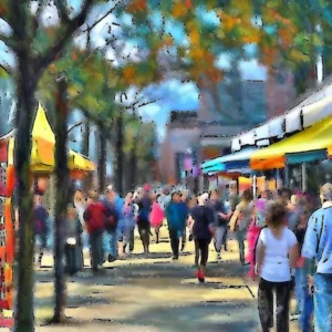 Artistic representation for 39th Riverwalk Fine Art Fair returns to downtown Naperville **Here is the article:** The 39th Riverwalk Fine Art Fair