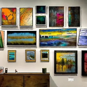 Artistic representation for Art store moves from Minneapolis to Detroit Lakes. Let me know when you're ready for the title.