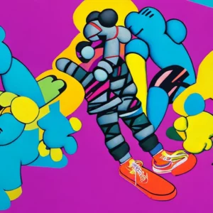 Artistic representation for From KAWS to MSCHF A New Show Celebrates Artists Who Have Made Sneakers Their Canvas Let me know if you'd like me to generate another title.