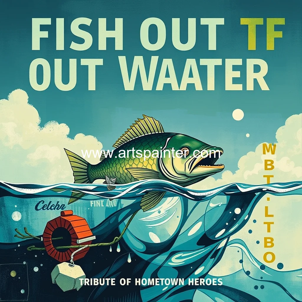 Fish out of water: tribute to hometown heroes by mott artist

title