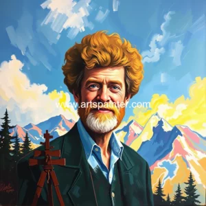 Artistic representation for Bob ross triumphs over color blindness: inspirational painting journey.