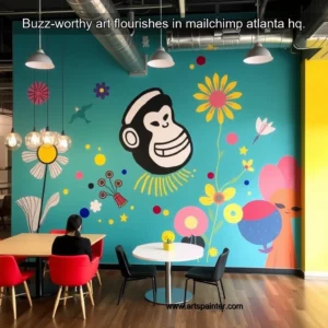 Artistic representation for Buzz-worthy art flourishes in mailchimp atlanta hq.