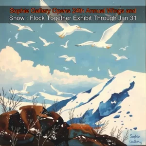 Artistic representation for Sophie Gallery Opens 24th Annual Wings and Snow : Flock Together Exhibit Through Jan 31