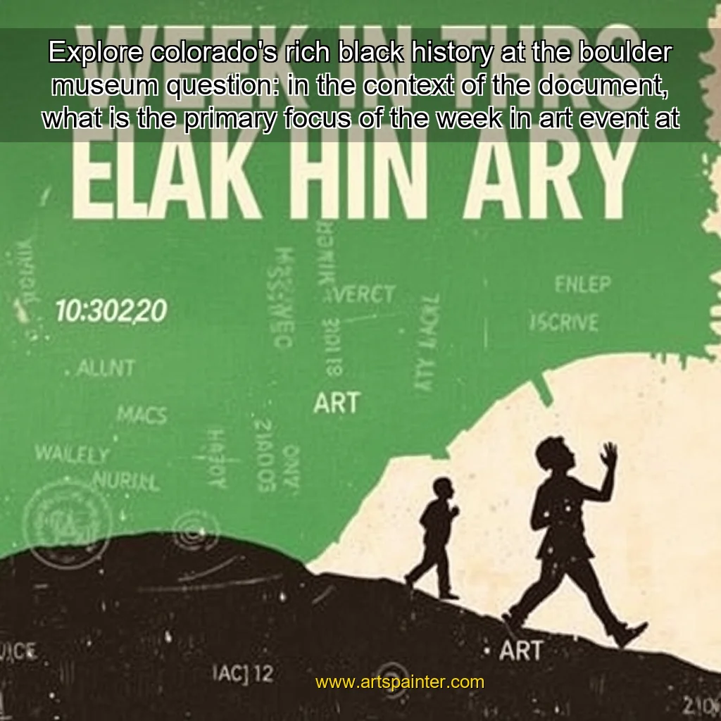 Read more about the article Explore colorado’s rich black history at the boulder museum

question: in the context of the document, what is the primary focus of the week in art event at the museum of boulder?