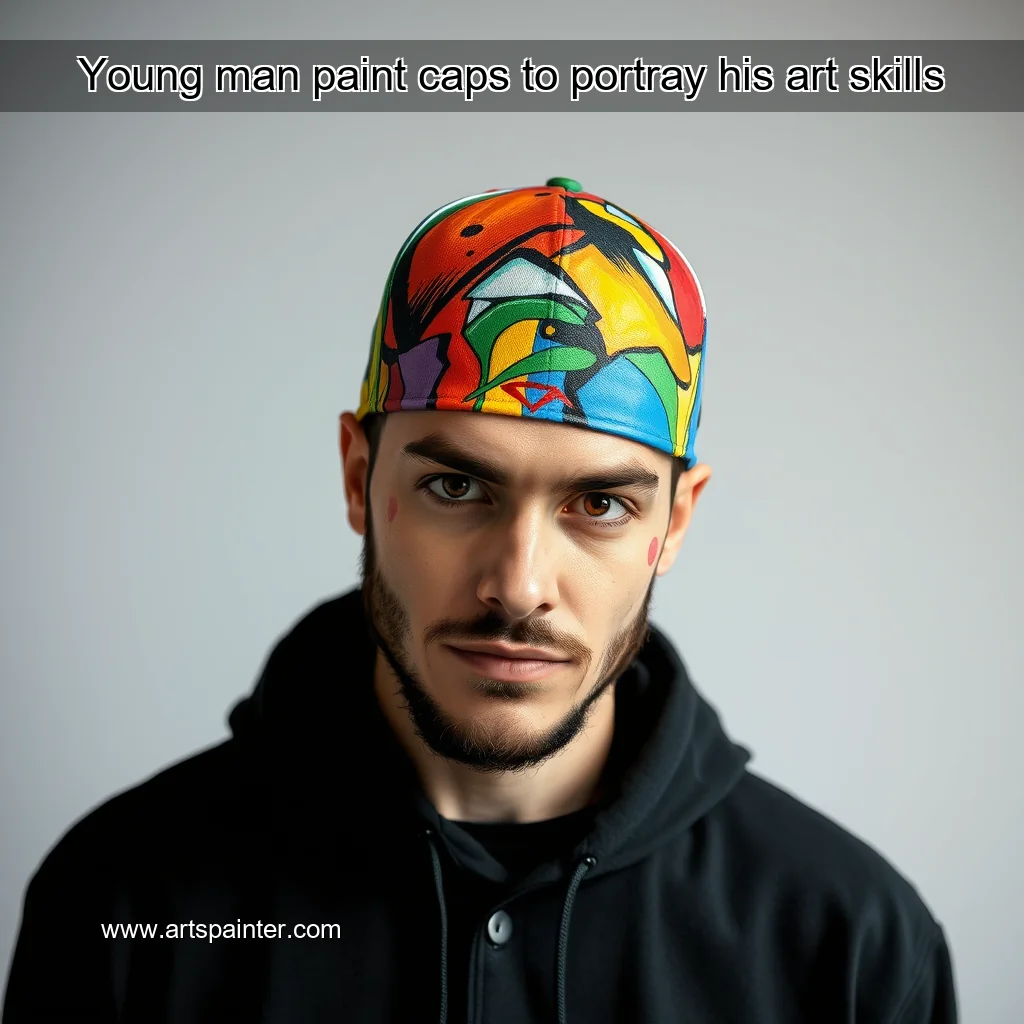 Read more about the article Young man paint caps to portray his art skills