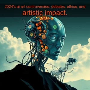 Artistic representation for 2024's ai art controversies: debates, ethics, and artistic impact.