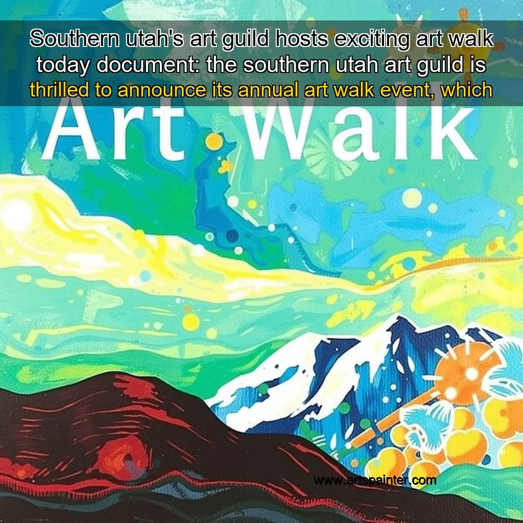 Read more about the article Southern utah’s art guild hosts exciting art walk today

document:

the southern utah art guild is thrilled to announce its annual art walk event, which is scheduled for today.