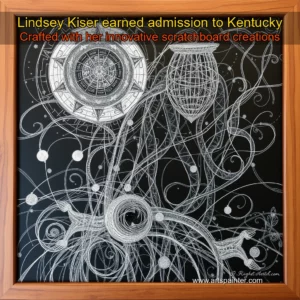 Artistic representation for Lindsey Kiser earned admission to Kentucky Crafted with her innovative scratchboard creations
