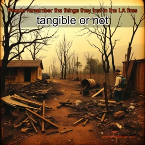 Artistic representation for People remember the things they lost in the LA fires tangible or not