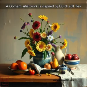 Artistic representation for A Gorham artist work is inspired by Dutch still lifes