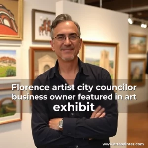 Artistic representation for Florence artist city councilor business owner featured in art exhibit