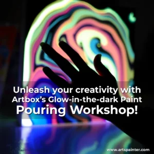 Artistic representation for Unleash your creativity with Artbox’s Glow-in-the-dark Paint Pouring Workshop!